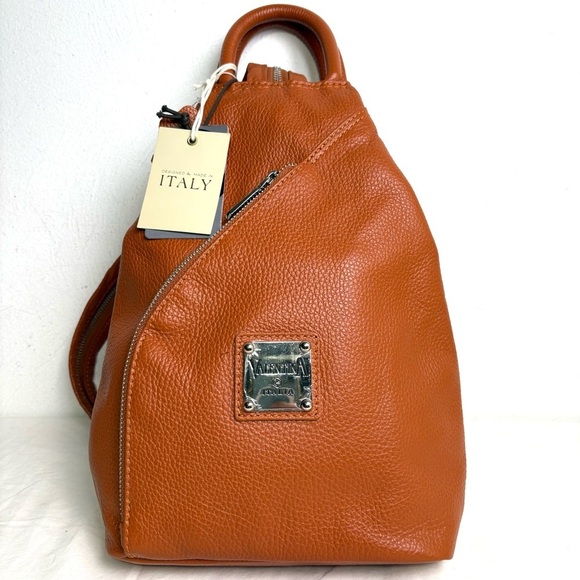 VALENTINA Made In Italy Pebbled Leather Convertible Backpack NEW W TAGS main image 14